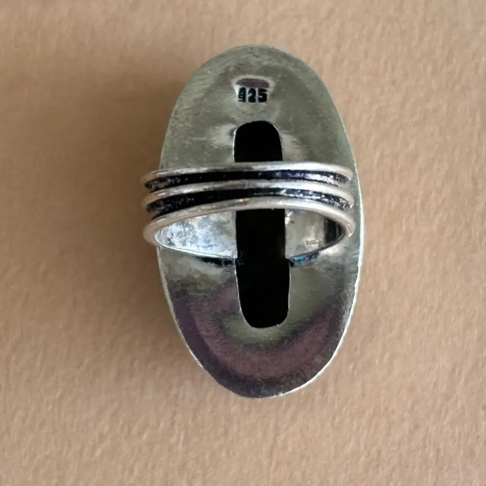 925 Sterling Unakite Ring Size 7